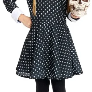 Costume da Bambina Gotica con Pois Teschi per Bambina