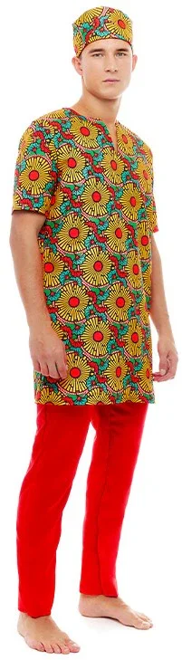 Costume africano con stampa floreale per uomo - immagine 4