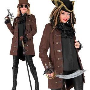 Giacca Steampunk o Pirata Marrone Lunga per Donna