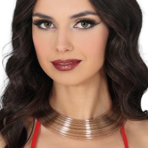 Collana rigida dorata con fili multipli