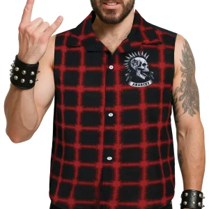 Camicia Punky a Quadri Senza Maniche per Uomo