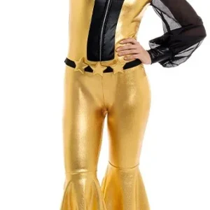 Costume Disco Anni 70 Dorato e Nero per Donna