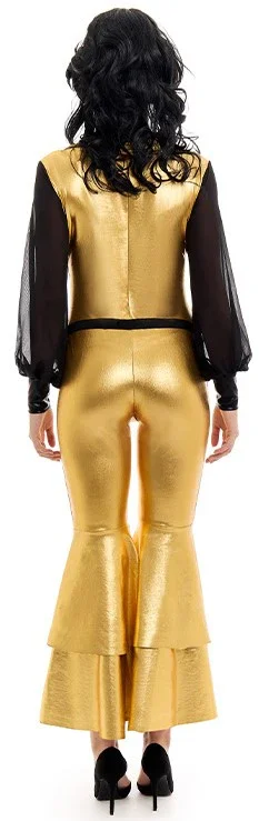 Costume Disco Anni 70 Dorato e Nero per Donna - immagine 3