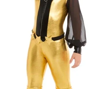 Costume Disco Anni 70 Dorato e Nero per Bambina