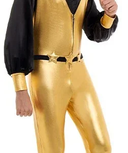Costume Disco Anni 70 Dorato e Nero per Uomo