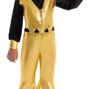 Costume Disco Anni 70 Dorato e Nero per Bambino