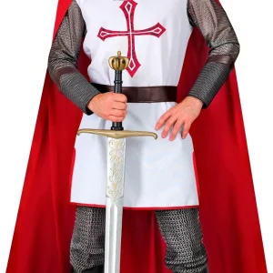 Costume da Cavaliere Templare con Mantello per Uomo