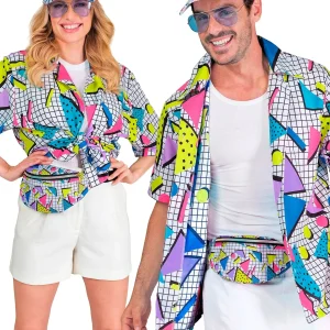 Camisa Funky Anni 80 Bianca per Adulto