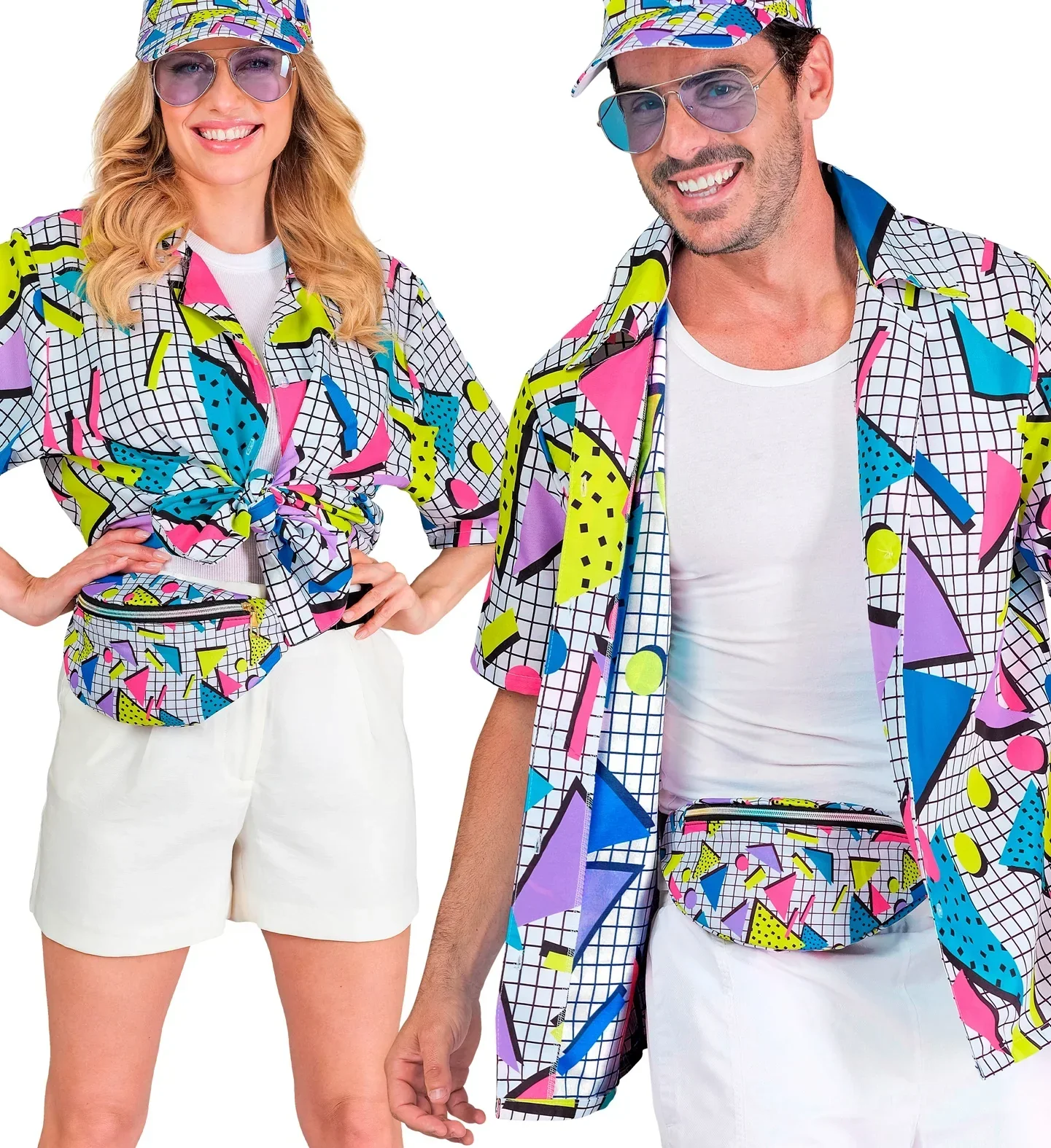 Camisa Funky Anni 80 Bianca per Adulto
