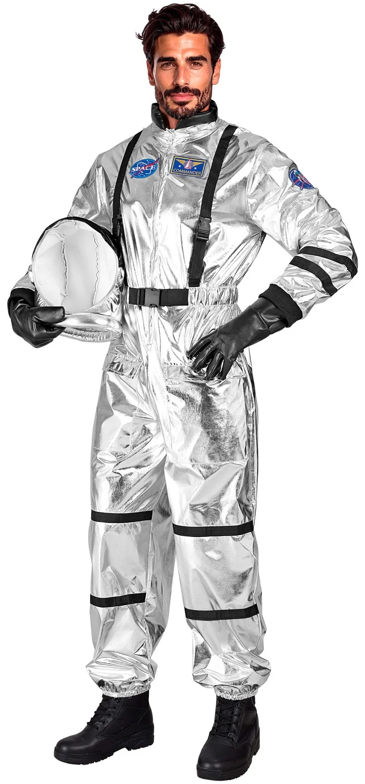 Costume da Astronauta Argento con Casco per Uomo - immagine 3