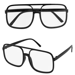 Occhiali Aviatore Quadrati Neri con Lenti Trasparenti