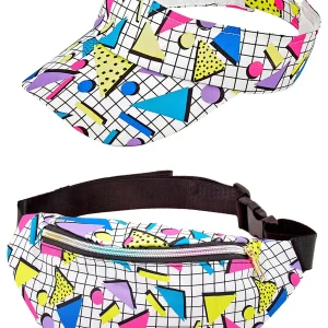 Visiera e Marsupio Stile Funky Anni 80 Bianco