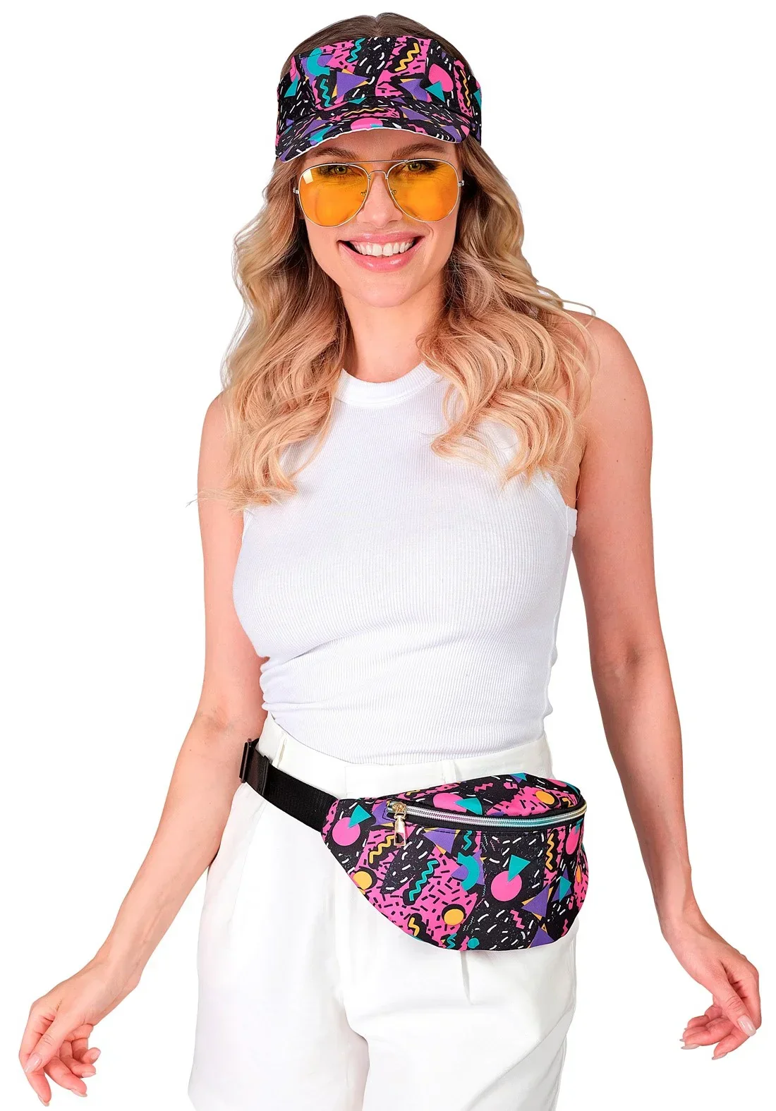 Visiera e Marsupio Stile Funky Anni 80 Nero - immagine 5