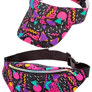 Visiera e Marsupio Stile Funky Anni 80 Nero