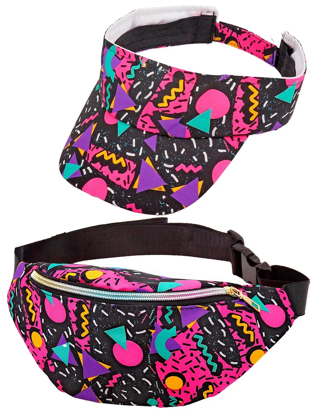 Visiera e Marsupio Stile Funky Anni 80 Nero - immagine 2