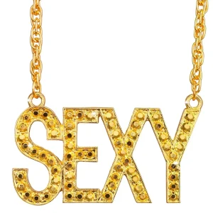 Collare dorato con ciondolo SEXY con pietre preziose