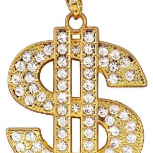Collare dorato con il simbolo del dollaro con pietre preziose