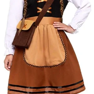 Costume da Pastora Marrone con Zurrón per Bambina