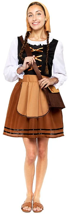 Costume da Pastora Marrón con Zurrón per Donna - immagine 2