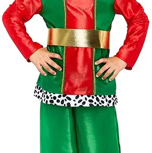 Costume di Paggetto Reale Verde e Rosso per Bambino