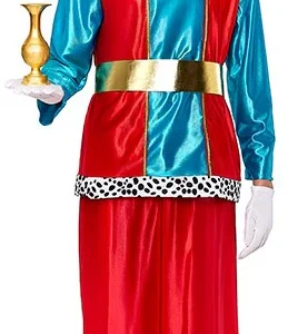 Costume di Paggio Reale Rosso e Blu per Uomo