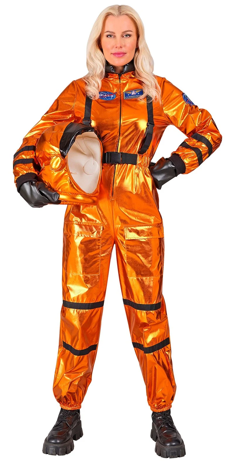 Costume da Astronauta Arancione con Casco per Donna - immagine 3