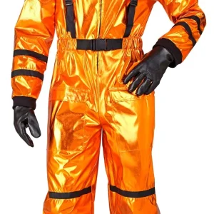 Costume da Astronauta Arancione con Casco per Uomo