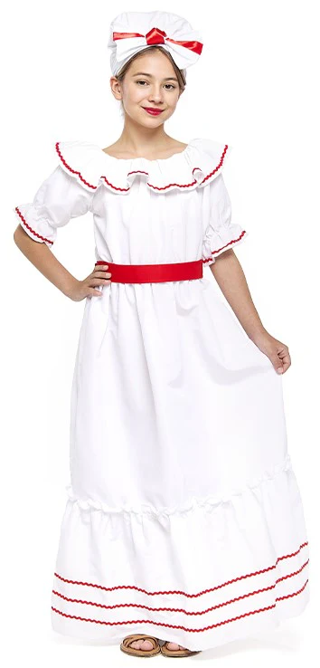Costume da Cubana Tradizionale Bianco per Bambina