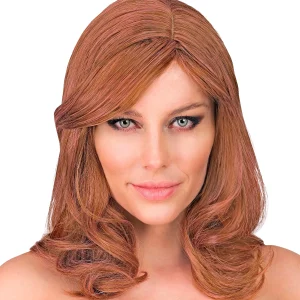 Parrucca Castana e Rosa con Mezza Chioma e Frangia Laterale