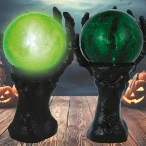Mano Negra con Bola Magica Verde con Luce