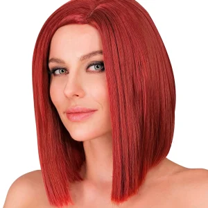 Parrucca mogano con mezza chioma dritta e capelli lisci