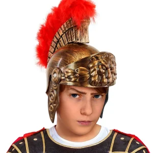 Elmo da Centurione Romano con Pennacchio Rosso per Bambino