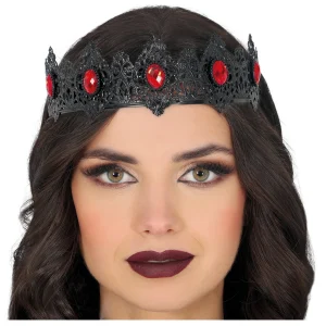 Tiara de Regina Oscurra Nera Metallica con Pedrería