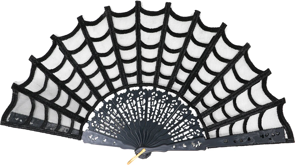Ventaglio Gotico Nero con Ragnatela - immagine 2