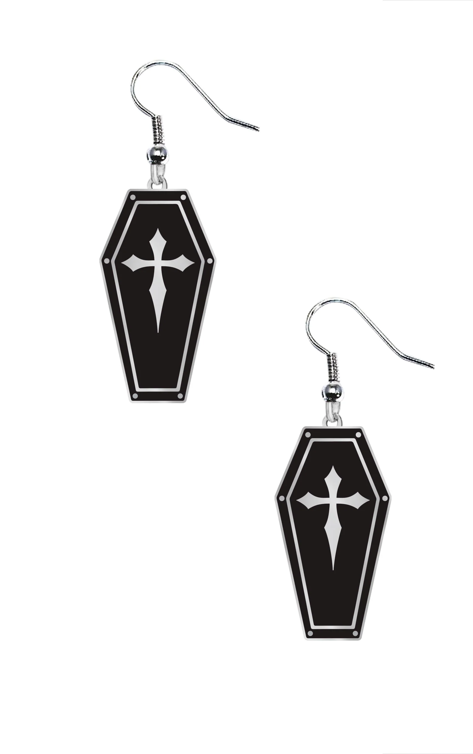 Orecchini metallici a forma di bara nera - immagine 2