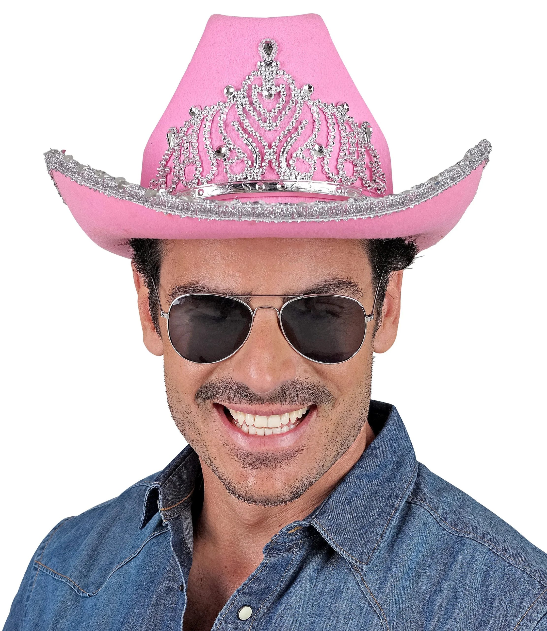 Cappello da cowboy rosa con tiara da principessa - immagine 4