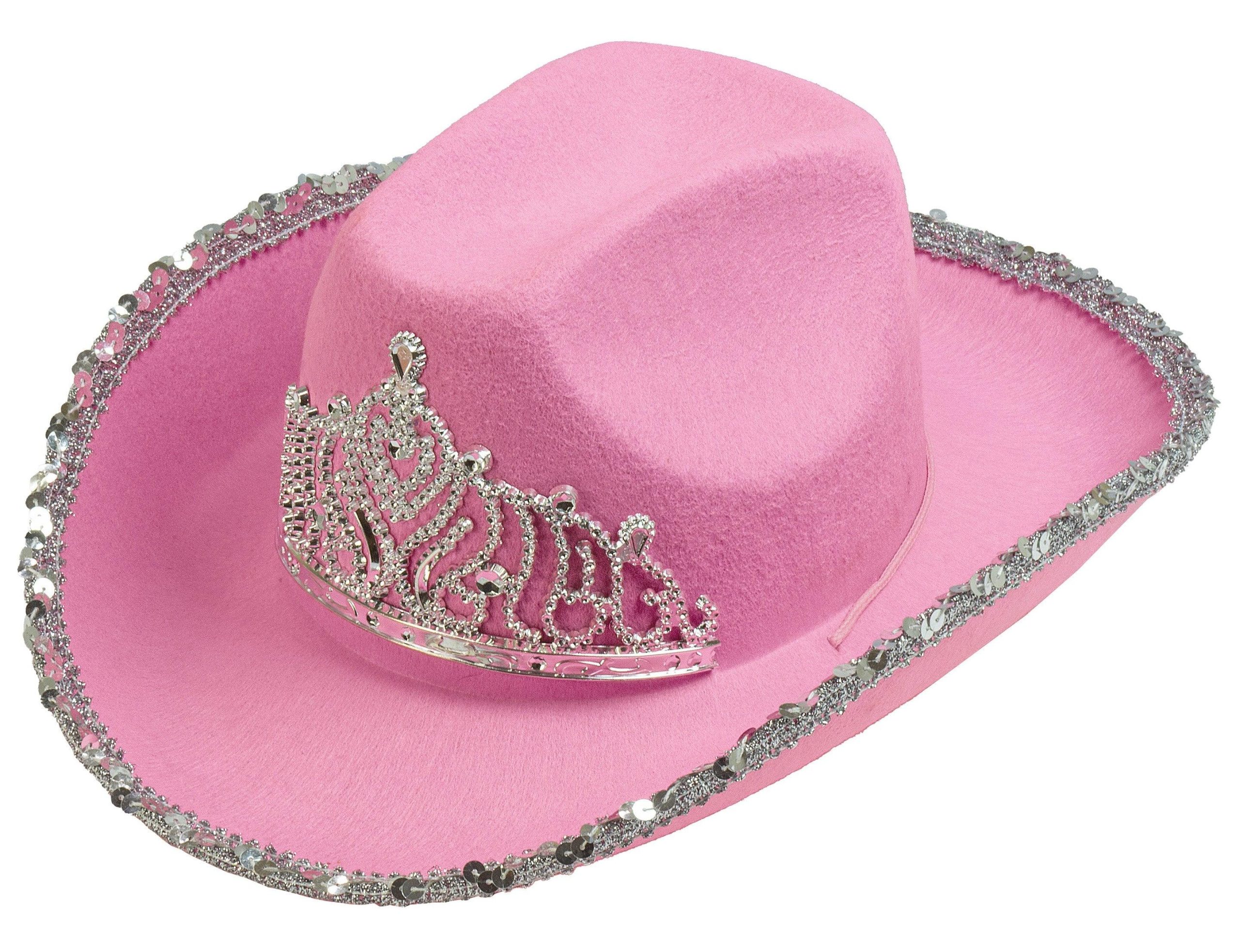 Cappello da cowboy rosa con tiara da principessa - immagine 2