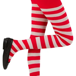 Calze a righe rosse e bianche per bambina