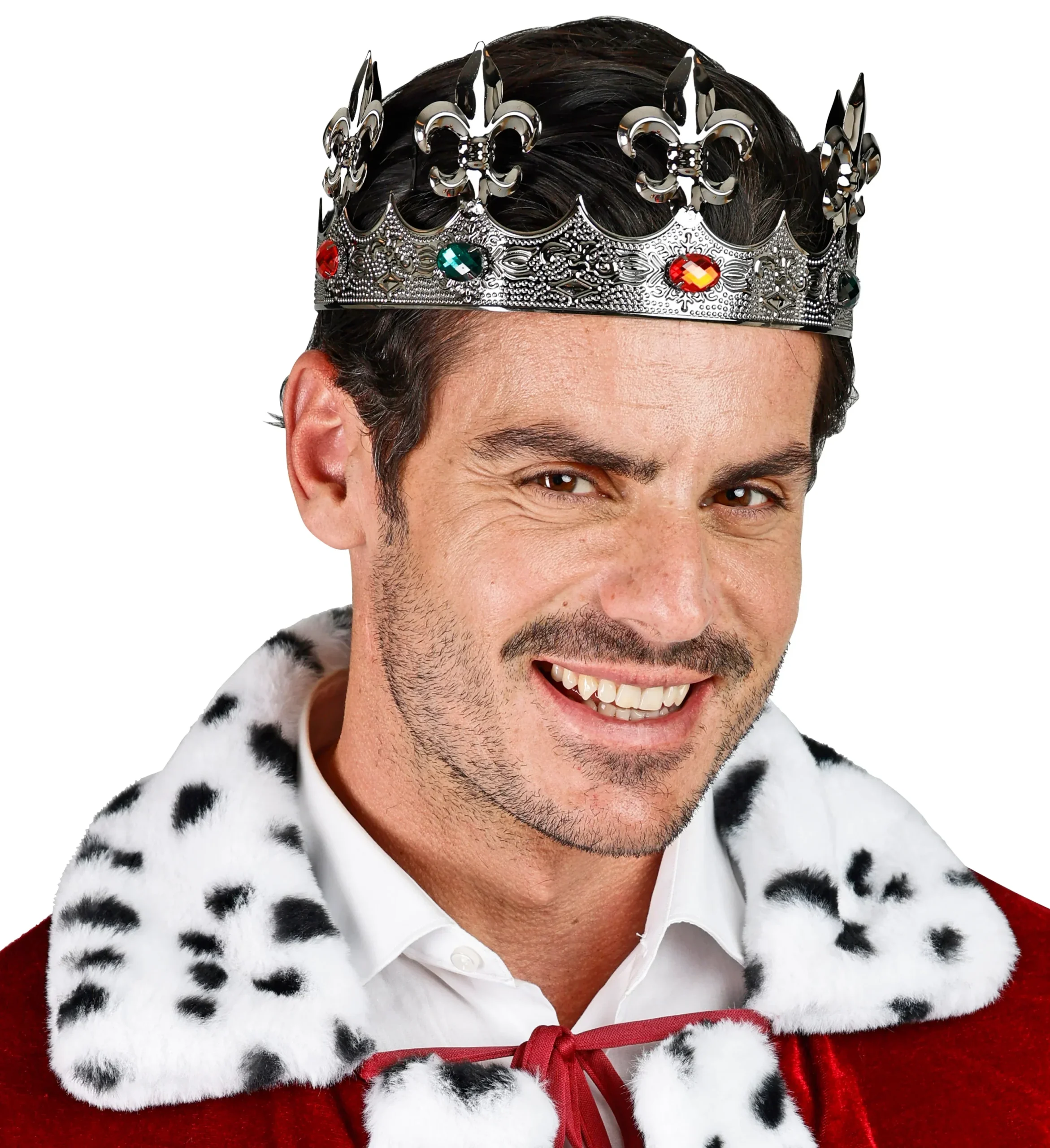 Corona di Re Argentata Scura in Metallo con Pietre Preziose - immagine 3