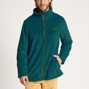 Vestaglia verde da uomo con collo alto e cerniera | MUYDEMI