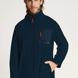 Accappatoio da uomo blu navy con cerniera e tasca | MUYDEMI