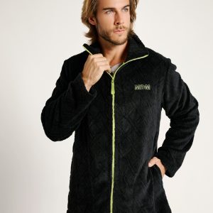 Accappatoio da uomo con cerniera e trama a rombi | MUYDEMI