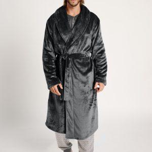 Vestaglia lunga da uomo con collo da smoking e cintura | MUYDEMI