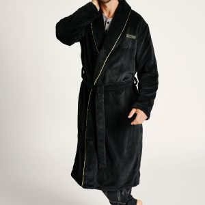 Vestaglia lunga da uomo con cintura con trama a rombi | MUYDEMI