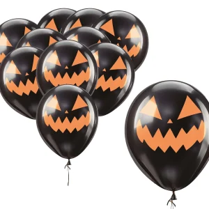 Pack di 10 Palloncini di Zucca Nera per Decorazione