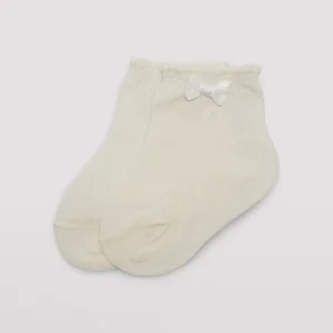 Calzini da cerimonia per bambina con fiocco avorio