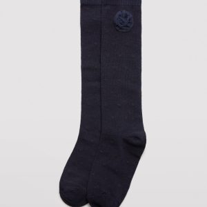 Calzino lungo da bambina con dettaglio pompon blu