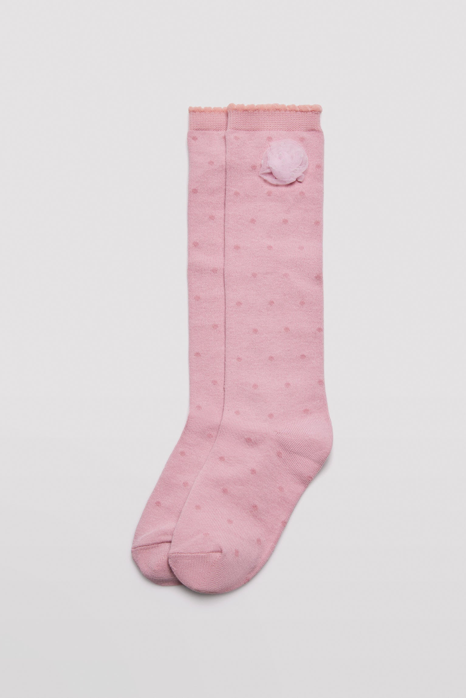 Confezione da 3 calzini lunghi da bambina con dettaglio fiore puntinato - immagine 4