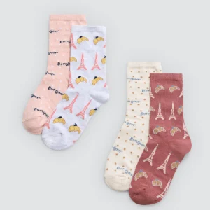 Confezione da 4 calzini stampati per bambini Bonjour