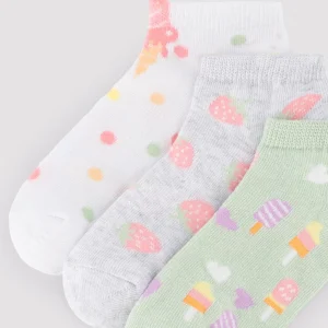 Confezione da 3 calzini alla caviglia per bambini con stampa di gelato